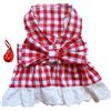 Multizenic Set guinzaglio per vestito scozzese per cani, vestito da cucciolo con orlo in pizzo scozzese rosso, vestito senza maniche per animali con guinzaglio per cani di taglia piccola e (Abito scozzese rosso