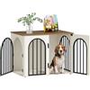 Hzuaneri Gabbia per cani in legno da 80 cm, gabbia per cani da interno per cani di piccola e media taglia, gabbie per cani resistenti, supporto decorativo per TV, bianco e marrone, DFC85114B