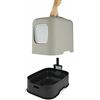 Rotho MyPet Biala - Lettiera per gatti con cappuccio e pala, in plastica riciclata, colore: beige/antracite, cappuccino
