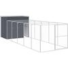 vidaXL Casetta Cani con Corsa Antracite 214x661x181 cm Acciaio Zincato