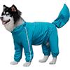 SIQI Pet Supplies Protezione completa della pancia a quattro zampe Copertura impermeabile per cani di grossa taglia Coda impermeabile Poncho per cani di taglia media e grande-Blue bitch||12XL