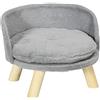 PawHut Lettino per Cani Taglia Media di 5 kg Massimo Rotondo, Divano per Cani in Tessuto di Peluche e Legno con Cuscino Extra Lavabile in Cotone PP, Ø40.5x33 cm, Grigio