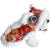 Generic Costume da leone cinese per cani da ballo, cappottino da ballo per animali domestici con bordo in pelliccia sintetica, caldo vestito invernale per cani e gatti di piccola e media taglia, costume