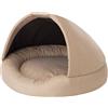 PillowPrim Cuccia 2 in 1 per cani e casetta per cani, cuccia in tessuto, cuccia per gatti, cuccia per cani, lettino per cani, posti letto, mobili per animali, beige, XL: 100 x 100 x 62 cm