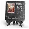 TULLUN Targa commemorativa in Pietra Ardesia Quadrata Personalizzata Grigio Scuro per Animali Domestici + Supporto - Dimensioni 10x10 cm - Cornice Bianca Foto