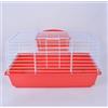 Pet's Solution - Gabbia per Coniglio Nano e Piccoli Roditori, con Portafieno e Doppia Apertura - Rosso 64x36x35,5h cm
