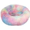 HUAXIQUE Letto per Cani Rotondo Cuscino Gatti Lettino per Animali Domestici Morbida cane Lettino di Donut Lettino nido peluche rotondo per Gatto e Cane 60x60x20cm Arcobaleno