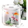 Generico Acquario da scrivania, acquario Betta - acquario compatto,Acquario per pesci trasparente, pompa 'acqua inclusa per Betta, granchio, scimmie marine, gamberetti, lumache