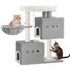 Hzuaneri Tiragraffi per Gatti, 75 cm Albero Tiragraffi per Gatti con 2 Grotte per Gatto, 3 pali in sisal, Trespolo di Peluche, Cestino, Grigio Chiaro MS07618LG