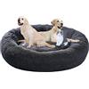 ping bu Letto per Cani Rotondo,Cuscino Gatti Letto Donut,Base Impermeabile Antiscivolo Lavabile Cuccia per Cani e Gatti,Cuccia Cane Morbida Taglia Grande,cucce per Cani da Interno (60cm,Grigio Scuro)
