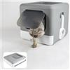 Fabater Lettiera Gatto Pieghevole con Coperchio, Padella da Gattino da Gatto Completamente Chiuso con Paletta, Toilette per Gatti per 7,5 Kg di Piccoli Gatti