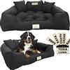 EDANTI Cuccia Personalizzabile per Cani e Gatti, Divano Con Nome L - XL, per Taglia Media e Piccola (100 x 75 cm, Nero)