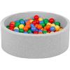 Petsona Piscina Per Cani E Gatti In Morbida Schiuma Piscina Per Cani 90X30cm/200 Palline Colorate Area Giochi Per Cani E Gatti Fodera Rimovibile E Lavabile, Grigio Chiaro: Giallo/Verde/Blu/Rosso/Aranc