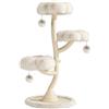 Fudajo Albero tiragraffi per gatti di design con 3 piattaforme, Ø 59 cm, altezza 125 cm, portata max. 15 kg, beige con sisal e peluche, colonna con 3 livelli