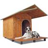 ORIGINAL LEGNO Acquista in Fabbrica Cuccia in Legno con davanzale per Cani da Esterno Tendina Omaggio Made in Italy MOD. Alpi Pensilina D - Pastore 100x156xH95