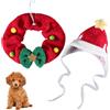 DONGKER Costume Natalizio per Gatti Cani, Cappello da Babbo Natale Regolabile con Sciarpa a Ghirlanda per Animali Domestici, Costumi Natalizio per Gatto Cane di Piccola Taglia per Feste di Natale e Cosplay