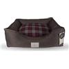 Ligo Milano - Lettino Cuccia per cani realizzata in Italia. Cuscino materasso per Cane cuccetta completamente sfoderabile e lavabile in lavatrice. (S: 64 x 53 cm, MARRONE/ROSSO)