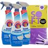 FEI FAN SET: 3x Detergente Spray BAGNO EXTRA BRILLANTE, Elimina i Residui Di Sapone, Con Azione Anticalcare 625ml + Panno SOFT In Lattice, Formato 30x30cm