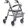 MOPEDIA Rollator pieghevole in alluminio verniciato 4 ruote con seduta imbottita e cestino Atlante Art. RP520