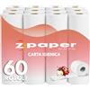 ZPAPER - 60 Rotoli di Carta Igienica, 100% pura cellulosa 2 Veli, morbida e resistente per la casa o l'ufficio