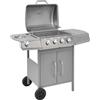 vidaXL Griglia Barbecue a Gas 4+1 Fornelli Argentato Giardino Acciaio Inox BBQ