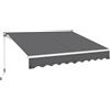 Soberine Tenda da Sole per Esterno Balcone a Bracci Estensibili Avvolgibile Retrattile con Manovella Regolabile Telaio Aste Telescopiche 250 x 200 cm Grigio Scuro