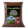 CLOROPHILLA Torba Acida di Sfagno - Terriccio Naturale per Piante Acidofile e da Vaso - Substrato per Giardinaggio - Consentita in Agricoltura Biologica (2 Litri)