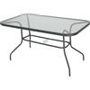 Outsunny Tavolo da Giardino con Foro per Ombrellone, Arredamento da Esterno in Metallo e Vetro 140x80x70cm Grigio