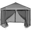 QZZCED Gazebo Esagonale,Gazebo campeggio Gazebo da giardino Robusto e durevole Adatto per esterni, campeggio, giardino, terrazza Pop-Up con 6 Pareti Grigio 3.6x3.1 m