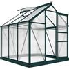Outsunny Serra da Giardino in Policarbonato con Telaio in Lega di Alluminio 3.65㎡, Serra per Orto con Grondaie, Finestra a Tetto per Ventilazione, Porta Scorrevole, per Piante, 190x192x201cm, Verde