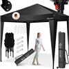 KESSER® Gazebo Pieghevole 3x3m | Pop-Up Regolabile in Altezza Stabile Impermeabile Resistente all'Inverno | Protezione UV 50+ Inclusa Borsa con Ruote & Ancoraggio al Suolo - Nero/Nero