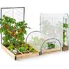 IDMarket - Kit Completo di 3 vasche modulari per orto e Serra di pomodori + Traliccio + Copertura