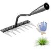 Jeeeun Rack in ferro 2,0, rastrello in ferro per giardinaggio e diserbo, Hochleistungs-Kohlenstoffstahl-Entgitterrechen con 5/6/7 / 8 denti, strumento professionale per diserbo da giardino (7 Teeth)