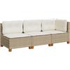 vidaXL Divano da Giardino con Cuscini a 3 Posti Beige in Polyrattan, Seduta da Giardino 3 Posti