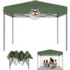 ACXIN Gazebo pop-up, 3 x 3 m, con 3 livelli di altezza, robusta tenda per feste con tetto argento-Oxford, gazebo da giardino con corde per picchetti (verde, senza pareti laterali)
