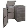 Mendler 2x copribidoni box spazzatura rifiuti HWC-E25 66x130x110cm acciaio polyrattan - grigio
