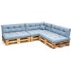 POKAR Set di Cuscini per Europallet Imbottito da 8 pezzi: 3x Sedile 120x80cm +3x Schienale 120x40cm +1x Laterale 60x40cm +1x decorativo 40x40cm, per Divano da Giardino, senza Pallet, blu