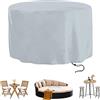 HHMYSH Rotonda Copertura Tavolo Esterno,Copertura per Mobili da Giardino,Copertura Tavolo Esterno Impermeabile,420D Oxford,Impermeabile,Antivento,Anti UV,Resistente allo Strappo,135x95cm,Grigio
