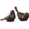 Loberon Birdy Coppia di Uccellini Decorativi - Set con Due Uccellini - Ghisa massiccia, Marrone