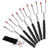 Homealexa Forchette Estensibili BBQ Bastoncini di Marshmallow in Acciaio Inox con 10 Spiedini Barbecue in bambù Forchette Allungabili da 85cm per Hot Dog Kebab BBQ Carne Set da 6 Pezzi