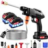 wowspeed Pulitore ad alta pressione, 21 V, 60 bar, a batteria, con 2 batterie, ugello multifunzione 3 in 1, tubo da 5 m, caldaia a filtro, per auto, terrazza