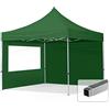 TOOLPORT Gazebo Pieghevole Giardino 3x3m - 2 Laterali Alluminio Telo Idrorepellente Padiglione Mercati Sagre Verde