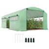Outsunny Serra a Tunnel 6x3x2 m con 3 Porte Avvolgibili, 6 Finestrelle, Picchetti e Funi, Serra da Giardino per Orto e Piante in Acciaio Zincato e PE, Verde