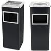 HUOLE Pattumiera in acciaio inox cestino pattumiera a pedale contenitore rifiuti, Pattumiera in Acciaio Inox con Portacenere per Esterni, Posacenere da Pavimento-30 * 24 * 60 cm 48 L-Nero (2 PZ)