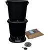skaza Exceeding Expectations. Skaza Bokashi Essential - Set di pattumiera biologica da cucina (2 x 15,3 litri) + base - secchio per compost cucina e giardino in plastica riciclata - Starter Set + incl. 1 kg di base per
