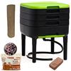 WormBox TinyWorm Design & Compact I Vermicompostaggio 3 vassoi I 500gr di Vermi Lombrichi / 1000 pz. I Kit Completo I Cassetto Scorrevole I Piedi plastica