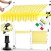 tillvex Tenda da Sole a Bracci con Manovella | Protezione Balcone, Regolabile, Senza Forare, a Manovella | Tenda resistente per Esterno (400cm, Giallo/Bianco con LED)