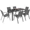 IDMarket - Set di mobili da Giardino Madrid Tavolo 150 CM e 6 sedie impilabili Grigio Antracite