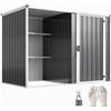 Outsunny Casetta da Giardino 2.7m² in Acciaio Zincato Design Layout Diviso con 2 Ripiani, Capanno da Giardino Porta Attrezzi con Porta Bloccabile, Chiavi, Tetto Inclinato, Guanti, Grigio Scuro