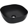 vidaXL Lavandino con Foro di Scarico Quadrato Moderno Elegante Lavello Lavabo Arredo Bagno Sanitari 42,5x42,5x14,5 cm in Ceramica Nero